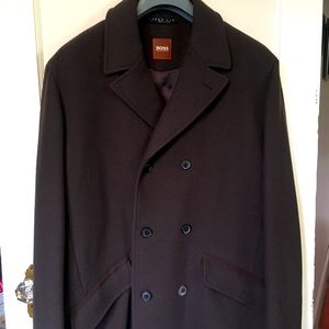 Hugo Boss Wool Peacoat, 42R, in rich chocolate brown, like new